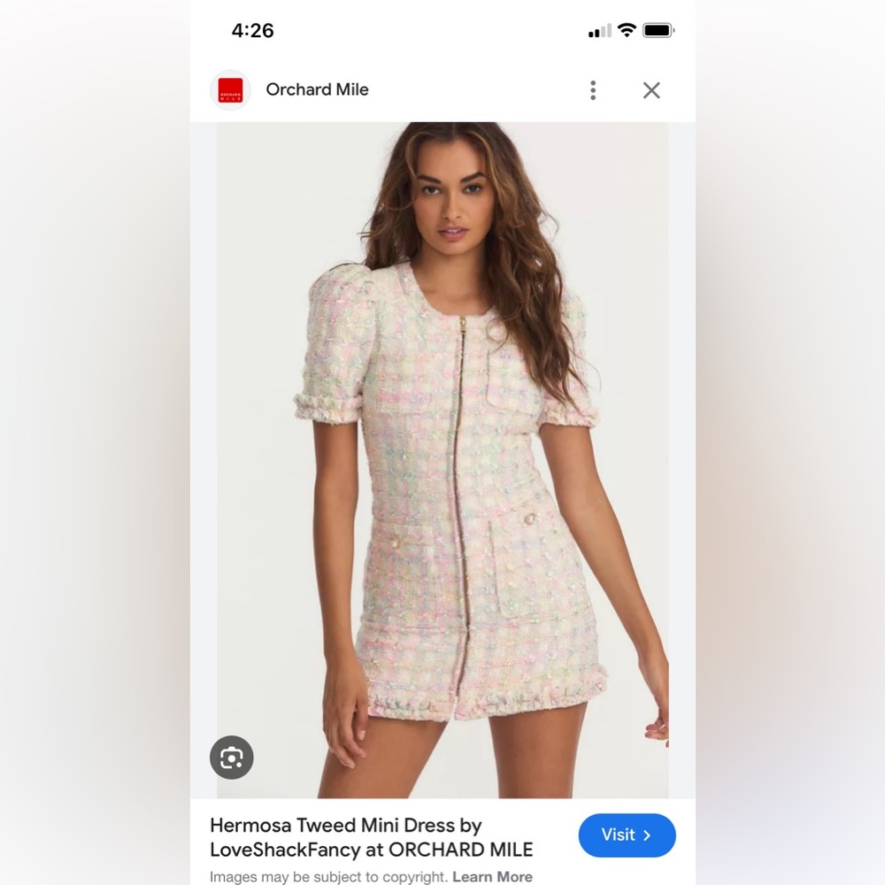 Loveshackfancy hermosa tweed mini dress.